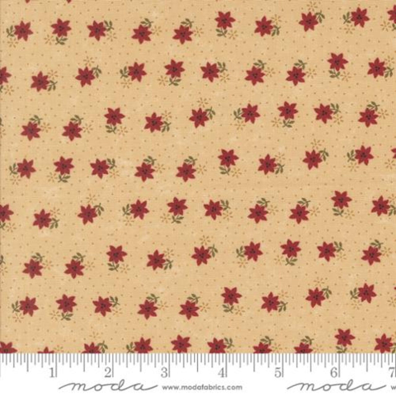 Fabric Moda Tan Christmas Cactus Florals A Vintage Christmas by the Quarter Yard 9782-11